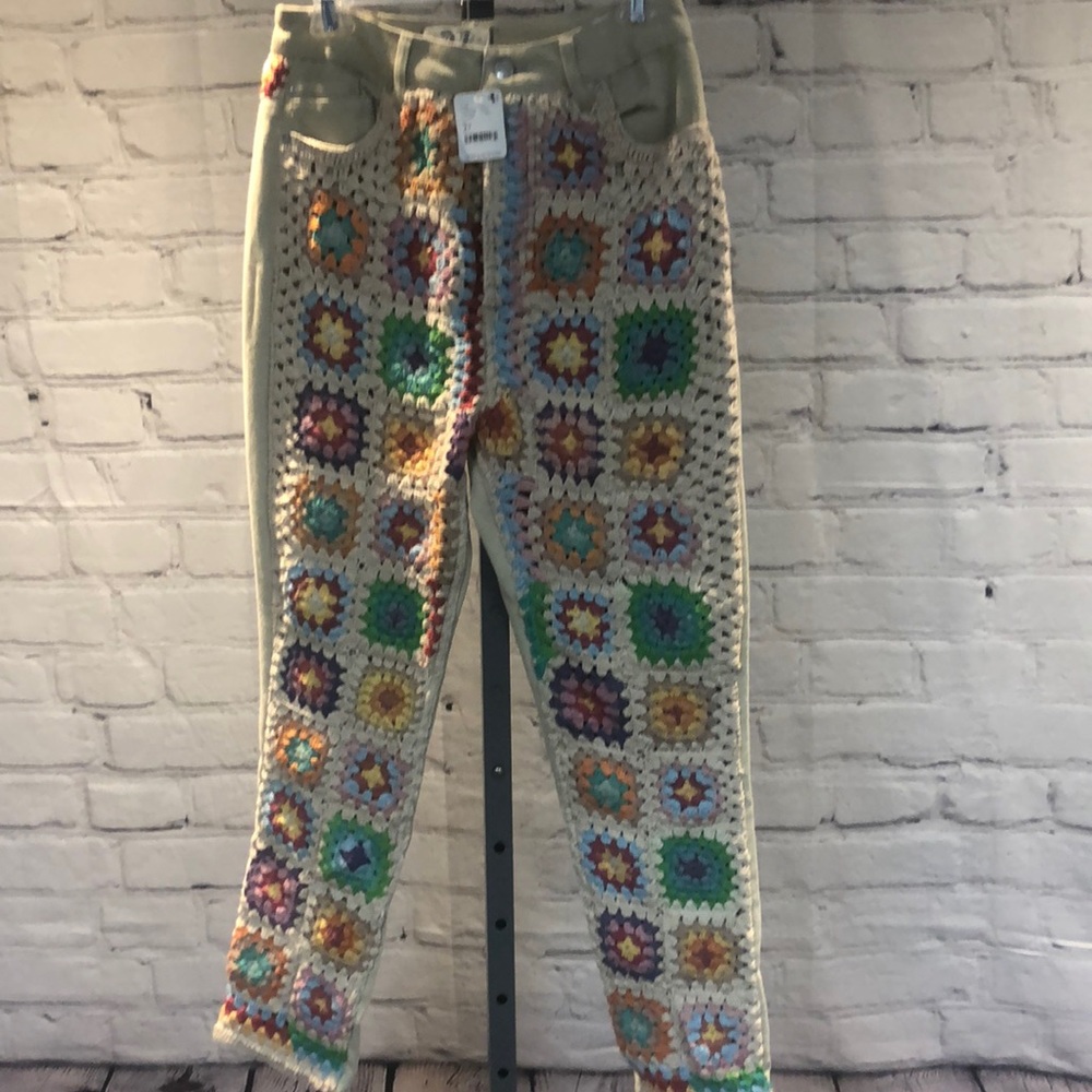 Free People Crochet Mom Jean